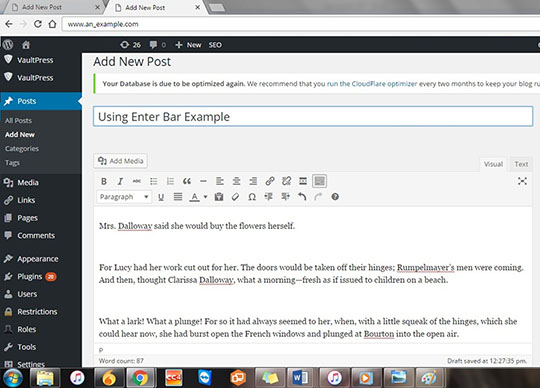 Example 7: Extra line spaces in Wordpress