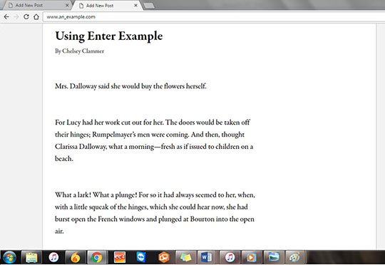 Example 8: What extra line spacing looks like when it is published on Wordpress